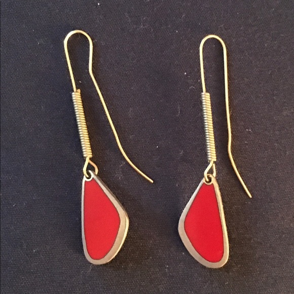 Laurel Burch Jewelry - Vintage Laurel Burch red drop earrings